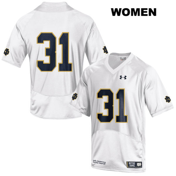 Women's NCAA Notre Dame Fighting Irish #31 Cole Capen Stitched College Under Armour Authentic White No Name Football Jersey HY10F50NQ